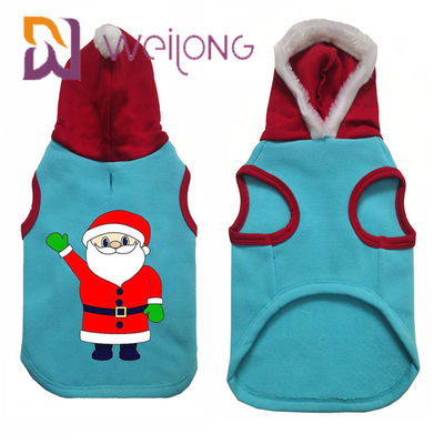 CVC Fleece Musim Dingin Pet Hoodie Pakaian Natal Kucing Anjing Hoodie Sweater Dengan Santa Claus