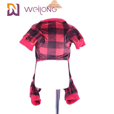 Poly Print Flanel Pet Piyama Kehangatan Piyama Anjing Kotak-kotak yang Dapat Disesuaikan