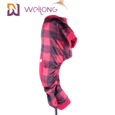 Poly Print Flanel Pet Piyama Kehangatan Piyama Anjing Kotak-kotak yang Dapat Disesuaikan