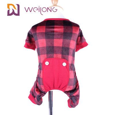 Poly Print Flanel Pet Piyama Kehangatan Piyama Anjing Kotak-kotak yang Dapat Disesuaikan