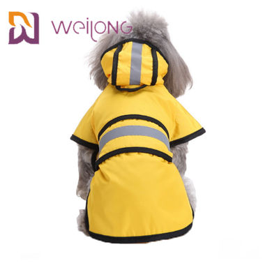 Jas Hujan Anjing Kuning Bergaris Reflektif Dengan Jaket Ringan Kulit PU Hood