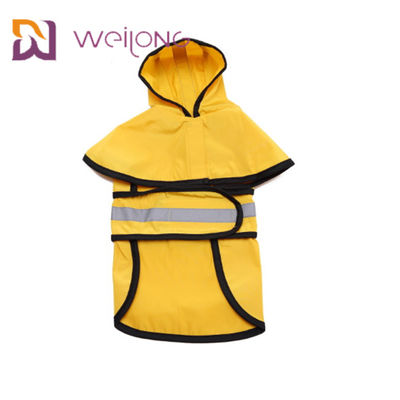Jas Hujan Anjing Kuning Bergaris Reflektif Dengan Jaket Ringan Kulit PU Hood