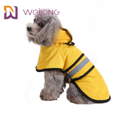 Jas Hujan Anjing Kuning Bergaris Reflektif Dengan Jaket Ringan Kulit PU Hood