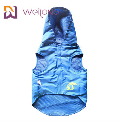 Velcro Pembukaan Karet Cetak Tahan Air Hewan Peliharaan Jas Hujan Biru XS-XL