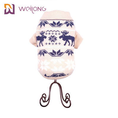 Musim Gugur Dan Musim Dingin Kepingan Salju Argyle Rajutan Anjing Sweater Disesuaikan