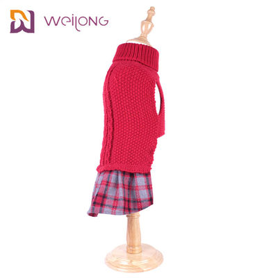 Benang Dicelup Kotak-kotak Sweater Hewan Peliharaan Rajut Disesuaikan BSCI Rajutan Wol Anjing Jumper