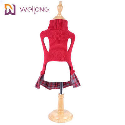 Benang Dicelup Kotak-kotak Sweater Hewan Peliharaan Rajut Disesuaikan BSCI Rajutan Wol Anjing Jumper