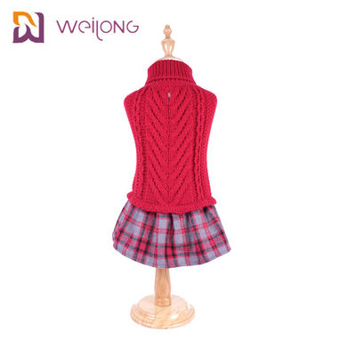Benang Dicelup Kotak-kotak Sweater Hewan Peliharaan Rajut Disesuaikan BSCI Rajutan Wol Anjing Jumper