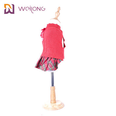 Sweater Anjing Kotak-kotak Benang Dicelup Pakaian Anjing Wol Rajutan Sweatshirt