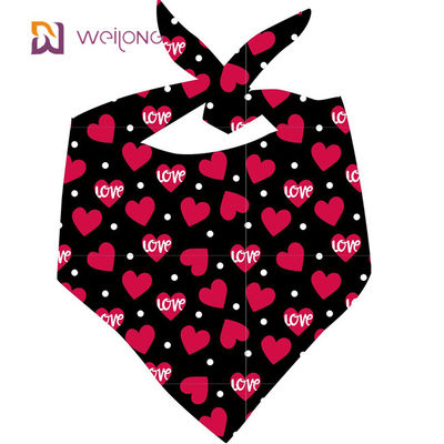 Valentines Day Pet Bandana Double Cotton Segitiga Scarf Pet Holiday Bib Set