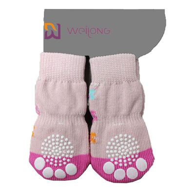 Pet Anti Slip Knit Dog Socks &amp; Cat Socks dengan Pelindung Kaki Penguat Karet