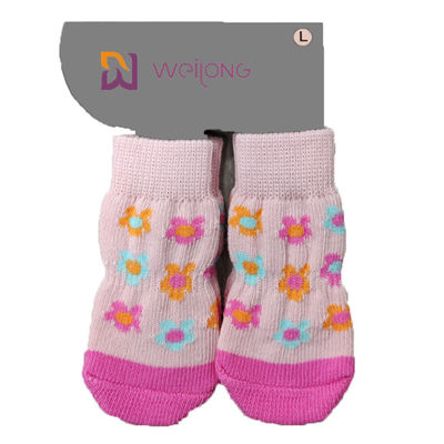 Pet Anti Slip Knit Dog Socks &amp; Cat Socks dengan Pelindung Kaki Penguat Karet
