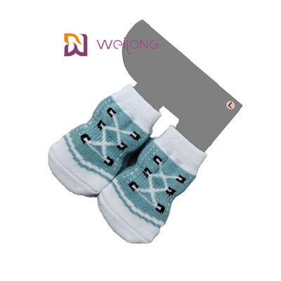 Anti Slip Custom Pet Socks Paw Protection Untuk Pola Sepatu Imitasi Pakaian Dalam Ruangan