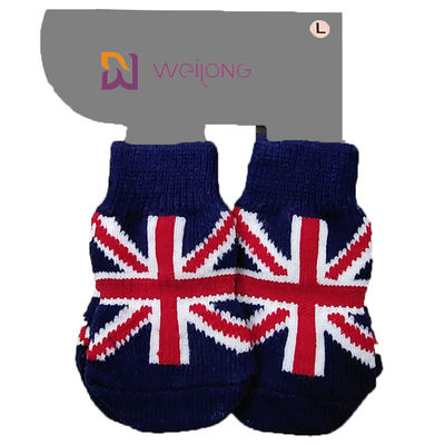 Pola Rajutan Kaus Kaki Anjing yang Disesuaikan Union Jack 95% Cotton 5% Spandex