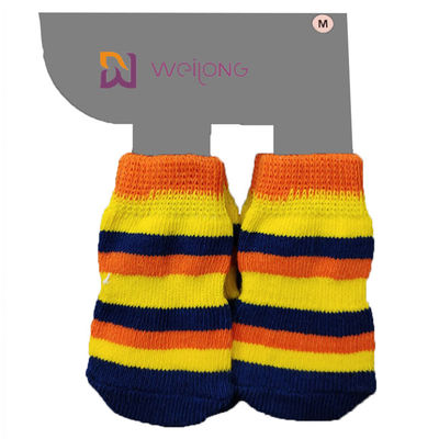 Cat / Dogs Stripe Customized Holiday Pet Socks Cotton Paw Protector Untuk Berjalan